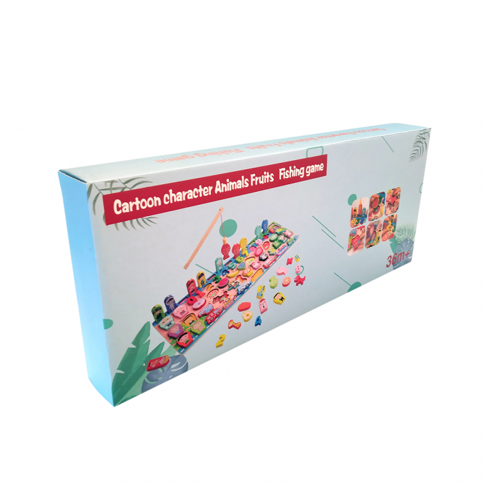 Placa Montessori, Joc logaritmic cu multiple activitati, Puzzle cu animale, cifre, fructe, mijloace de transport, membrii familiei, meserii, Joc de pescuit, 7 activitati [6]