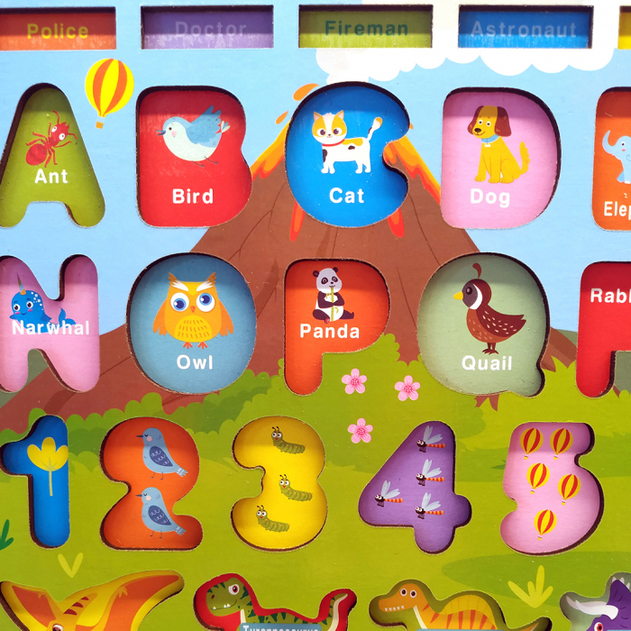 Placa Montessori, Joc logaritmic cu multiple activitati, Puzzle cu animale, cifre, litere, mijloace de transport,  Joc de pescuit, 5 activitati [6]