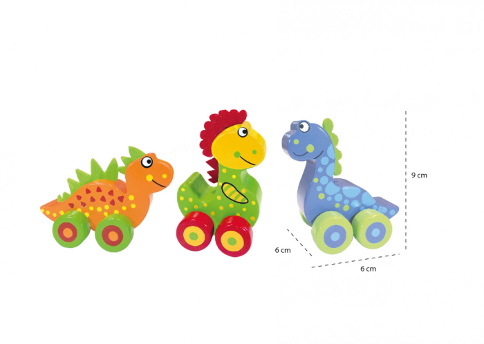 Primii mei dinozauri - set jucarii cu roti, Orange Tree Toys [2]
