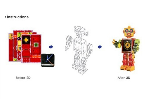 Puzzle 3D Ceas Robot Tibot, 90 piese, Un Mod Original de a Descoperi Timpul si Creativitatea, 5 ani+ [3]