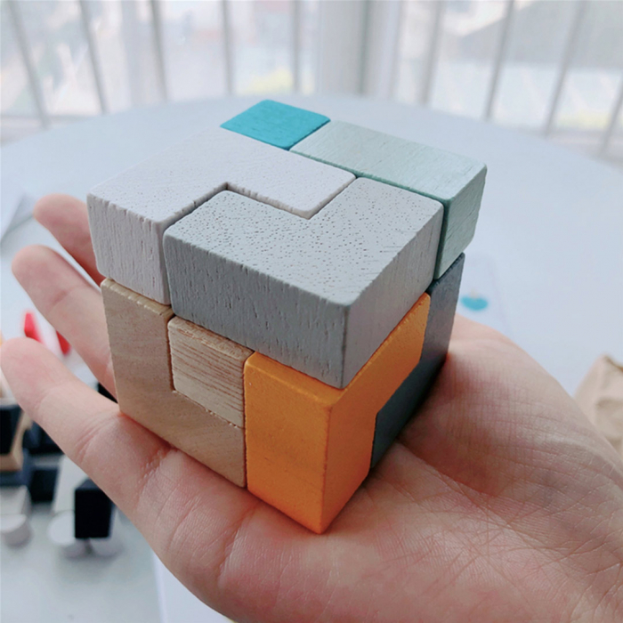 Puzzle 3D - Cube, lemn, multicolor, 3 ani [6]