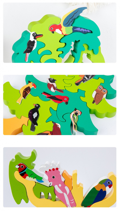 Puzzle 3D din lemn, Copac cu pasari, 19 piese, EduJucarii, 3 ani+ [5]