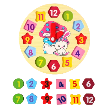 Puzzle, ceas din lemn pentru copii,  12 piese [3]