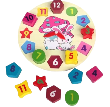 Puzzle, ceas din lemn pentru copii,  12 piese [1]