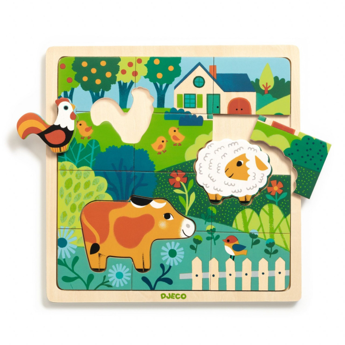 Puzzle din lemn Animale de la ferma, Djeco [6]