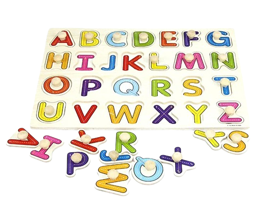 Puzzle incastru din Lemn, litere, Piese 3D, 3 ani+, EduJucarii [2]