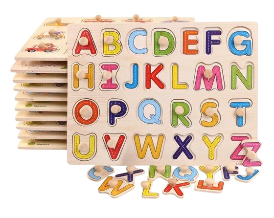 Puzzle incastru din Lemn, litere, Piese 3D, 3 ani+, EduJucarii [3]