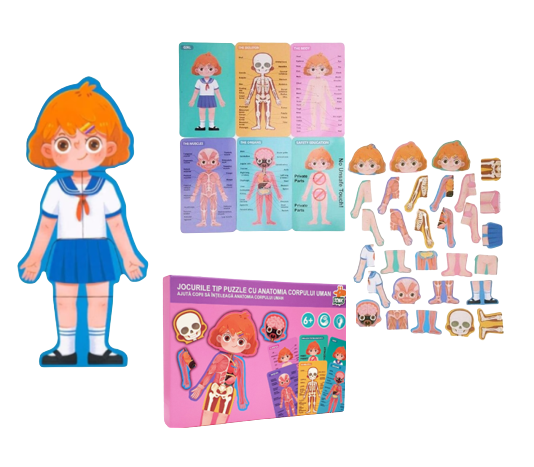 Puzzle educativ, Anatomia Corpului Uman, Limba Romana, Fata, 36 piese, 3 ani+, Edujucarii [2]