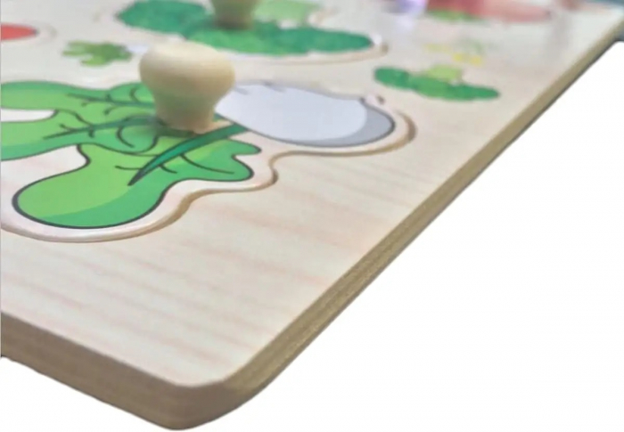 Puzzle educativ pentru copii, lemn, piese cu maner, legume, 3 ani+, Edujucarii [4]