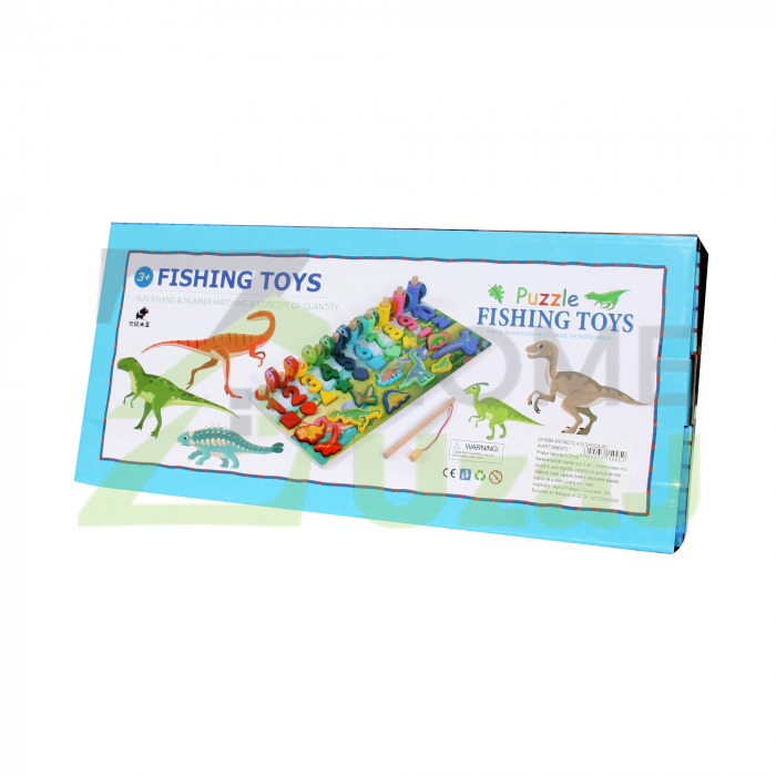Puzzle Fishing toys - Joc de pescuit pestisori din lemn Montessori cu sortator – dinozauri, cifre, forme geometrice si cerculete [2]