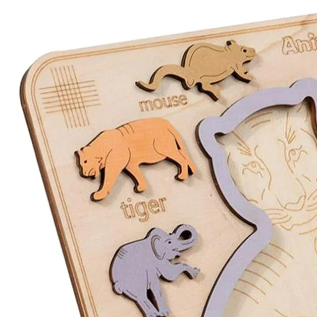 Puzzle incastru 3D de logica, Tigru, lemn, 3 ani+, Edujucarii [4]
