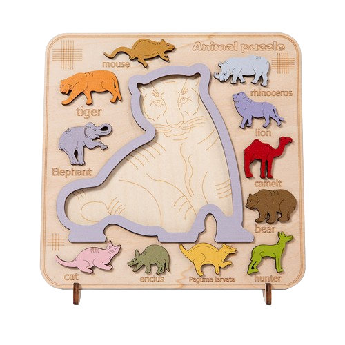 Puzzle incastru 3D de logica, Tigru, lemn, 3 ani+, Edujucarii [2]