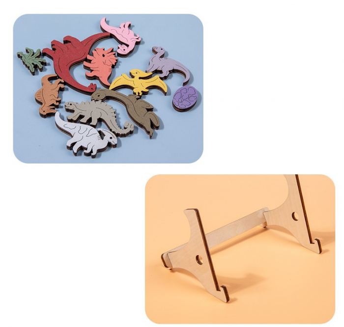 Puzzle incastru 3D de logica, Tigru, lemn, 3 ani+, Edujucarii [6]
