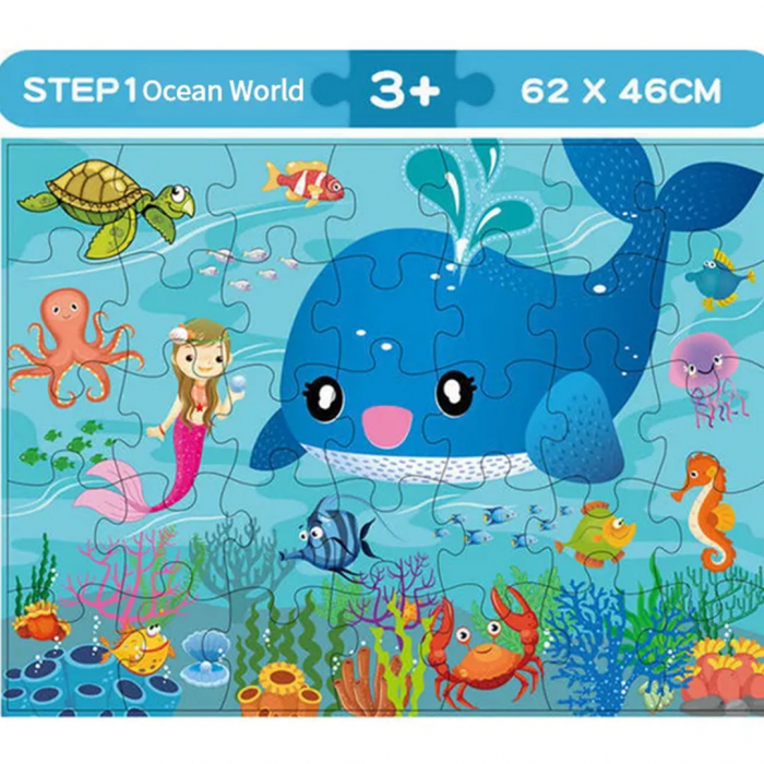 Puzzle jumbo de podea, TISsun, puzzle lumea oceanului, 35 de piese, 60 x 44 [5]