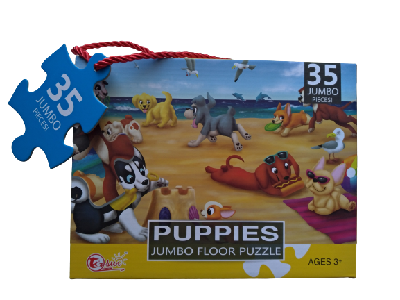 Puzzle jumbo de podea, TISsun, Catelusi pe plaja, 35 de piese, 60x44 cm [4]