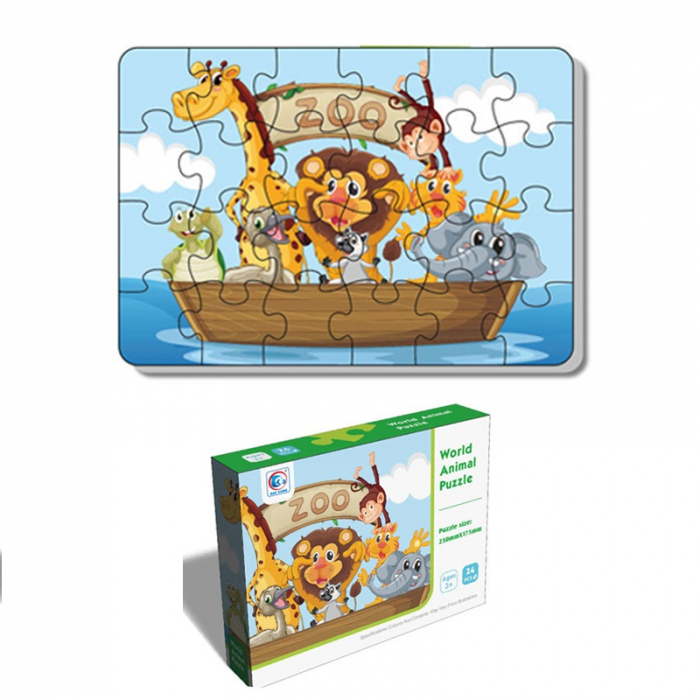 Puzzle Aminale de la ZOO, Joc Educativ, 24 de Piese, 3 ani+ [1]