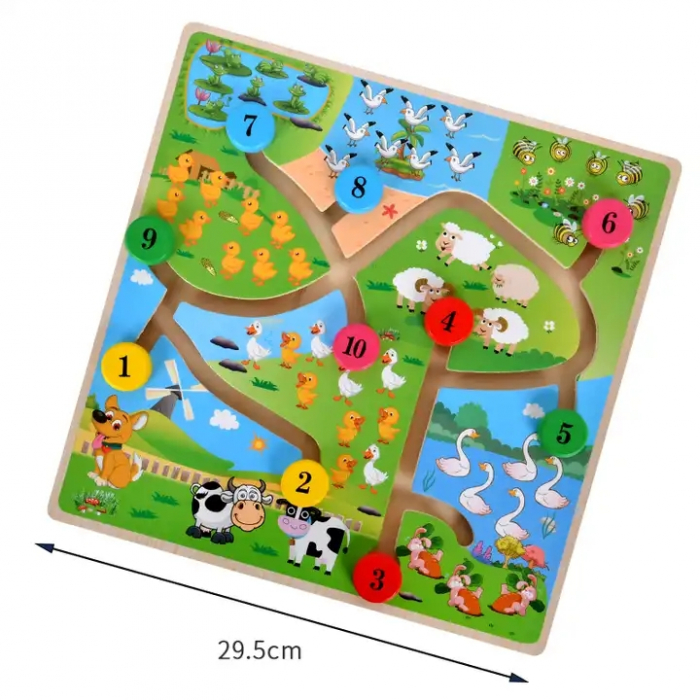 Puzzle Lemn Labirint in format 3D, Montessori, Multimi si numere, Edujucarii, 3 ani+ [2]