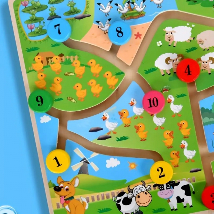 Puzzle Lemn Labirint in format 3D, Montessori, Multimi si numere, Edujucarii, 3 ani+ [6]