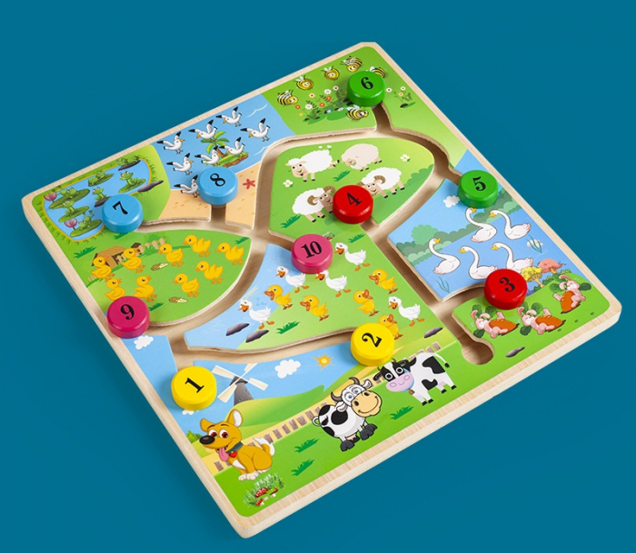 Puzzle Lemn Labirint in format 3D, Montessori, Multimi si numere, Edujucarii, 3 ani+ [5]