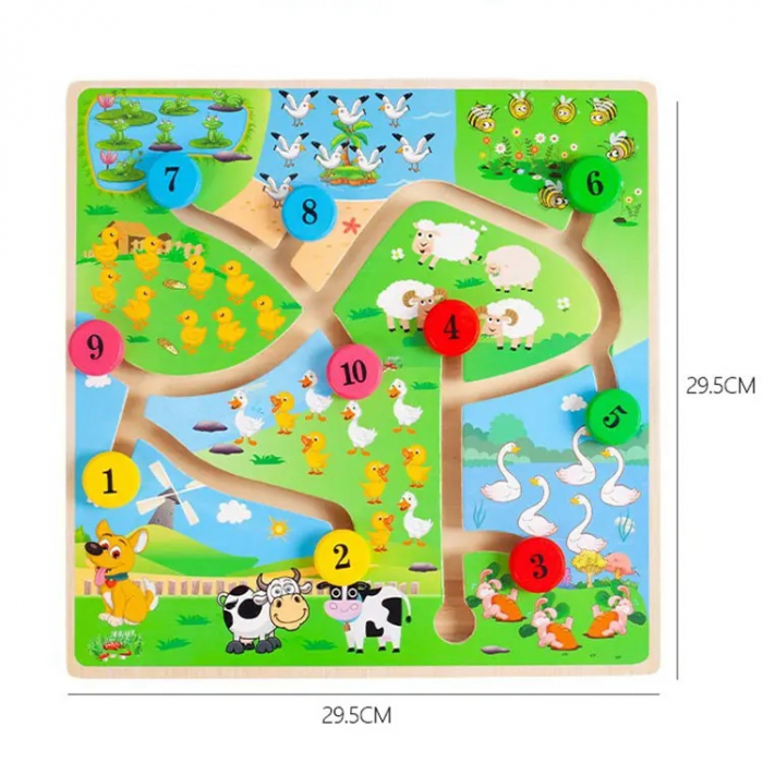 Puzzle Lemn Labirint in format 3D, Montessori, Multimi si numere, Edujucarii, 3 ani+ [4]