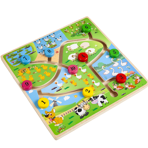 Puzzle Lemn Labirint in format 3D, Montessori, Multimi si numere, Edujucarii, 3 ani+ [1]
