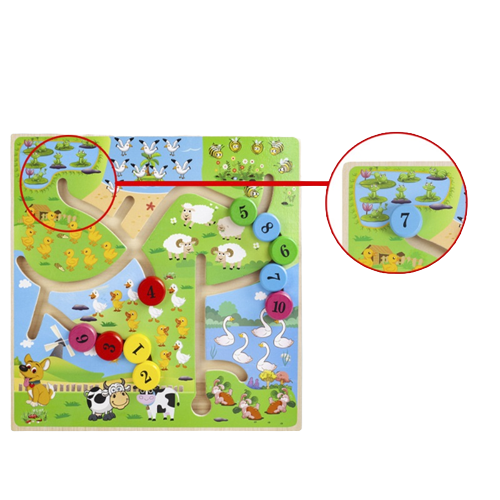 Puzzle Lemn Labirint in format 3D, Montessori, Multimi si numere, Edujucarii, 3 ani+ [8]