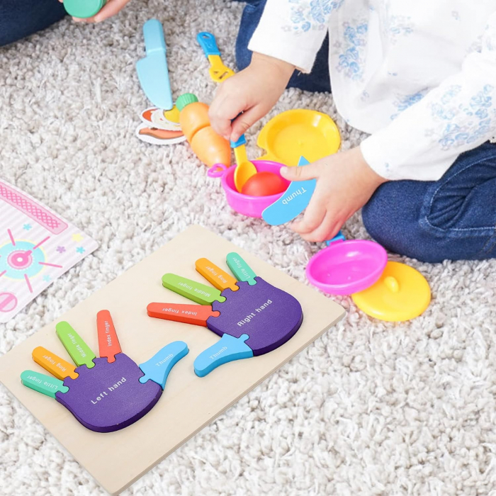 Puzzle Montessori, Mana Dreapta si Stanga, Instrument Educativ pentru Recunoasterea Lateralitatii, 3 ani+, EduJucarii [4]
