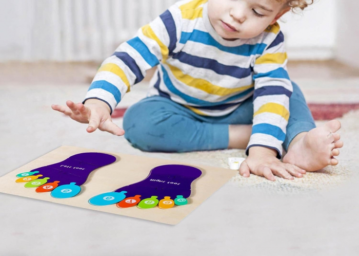 Puzzle Montessori, talpile, Instrument Educativ pentru Recunoasterea Lateralitatii, 3 ani+, EduJucarii [4]
