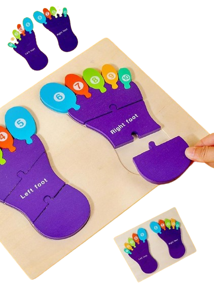 Puzzle Montessori, talpile, Instrument Educativ pentru Recunoasterea Lateralitatii, 3 ani+, EduJucarii [3]