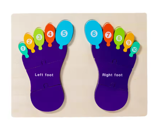 Set de 2 Puzzle Montessori, talpile si palmele, Instrument Educativ pentru Recunoasterea Lateralitatii, 3 ani+, EduJucarii [2]