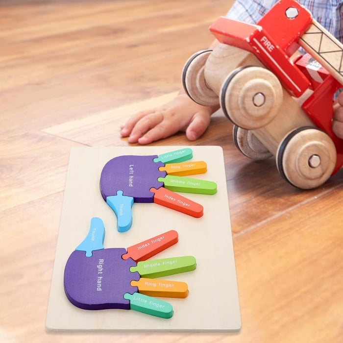 Set de 2 Puzzle Montessori, talpile si palmele, Instrument Educativ pentru Recunoasterea Lateralitatii, 3 ani+, EduJucarii [11]