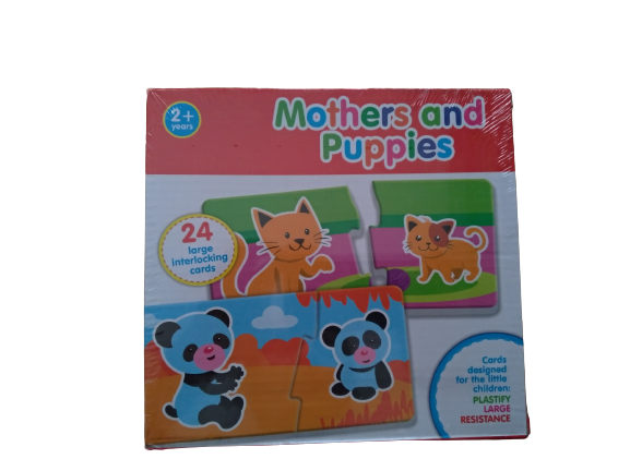 Set 12 mini planse puzzle cu 2 piese, Mama si Puiul, joc de dezvoltare a inteligentei [1]