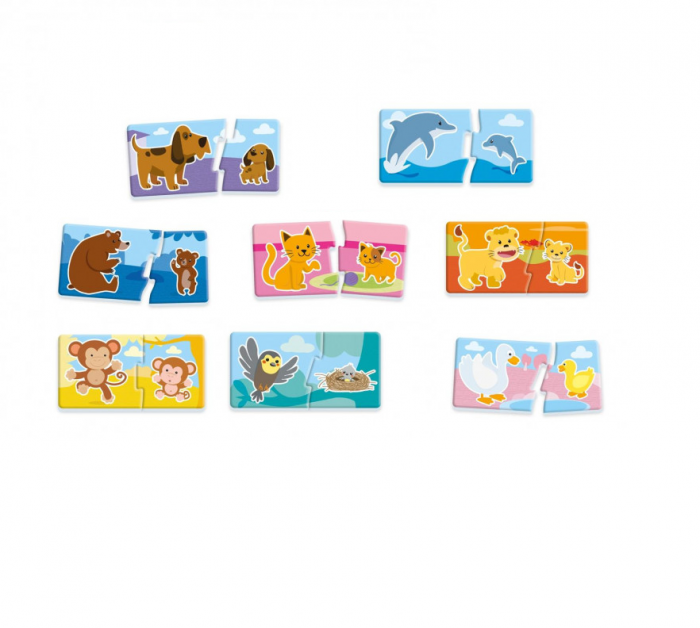 Set 12 mini planse puzzle cu 2 piese, Mama si Puiul, joc de dezvoltare a inteligentei [2]