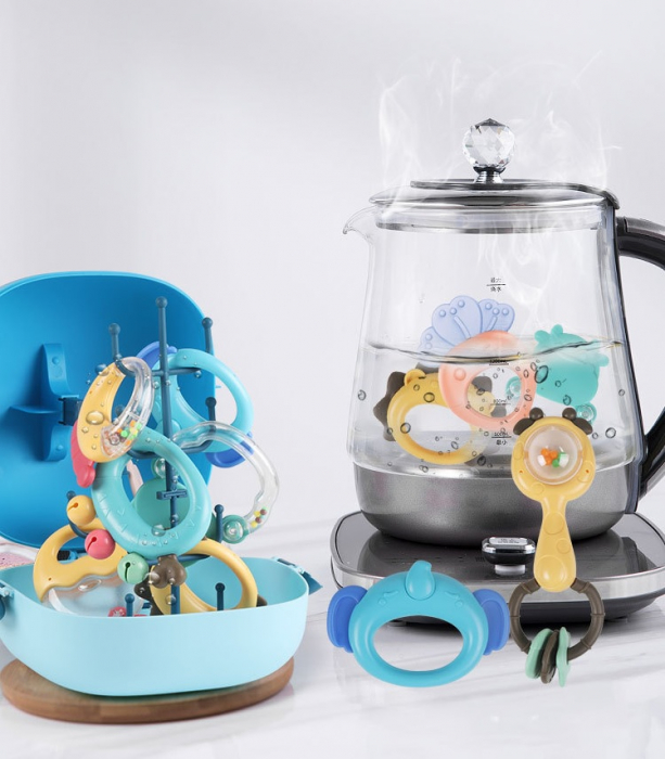 Set 13 piese jucarii zornaitoare pentru bebelusi, jucarii pentru dentitie, cutie de transport in forma de balena, 0 luni, Edujucarii - Ibi-irn [3]