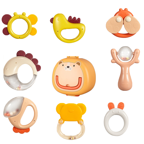 Set 8 piese jucarii zornaitoare pentru bebelusi, jucarii pentru dentitie, cutie de transport in forma de ursulet, 0 luni, Edujucarii - Dukoon [6]