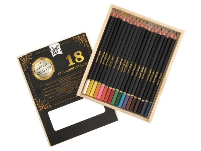 Set 18 creioane colorate in cutie de lemn, Craft ID [2]