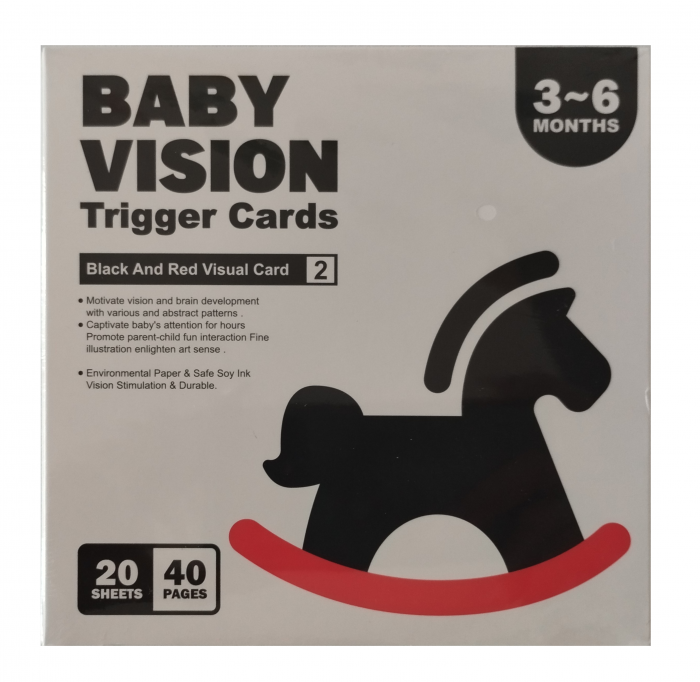 Set 20 carduri stimulare vizuala bebe, Alb-Rosu, 3 – 6 luni, EduJucarii [3]