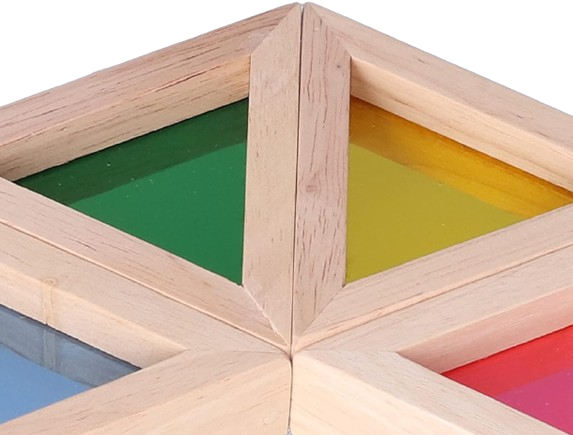 Set 24 Blocuri Tridimensionale de constructie, placa acrilica si lemn masiv, jucarie educationala, Kaleidoscope color, 3 ani+, Edujucarii [9]
