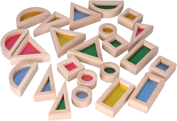 Set 24 Blocuri Tridimensionale de constructie, placa acrilica si lemn masiv, jucarie educationala, Kaleidoscope color, 3 ani+, Edujucarii [13]
