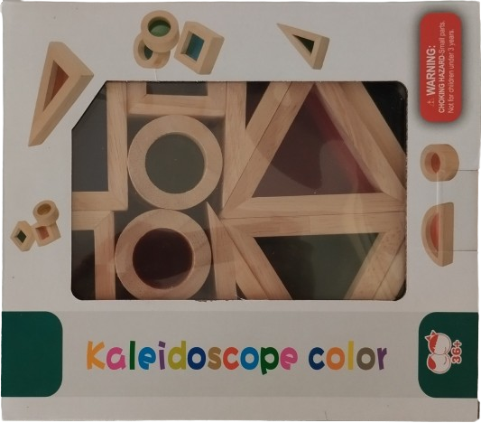 Set 24 Blocuri Tridimensionale de constructie, placa acrilica si lemn masiv, jucarie educationala, Kaleidoscope color, 3 ani+, Edujucarii [18]