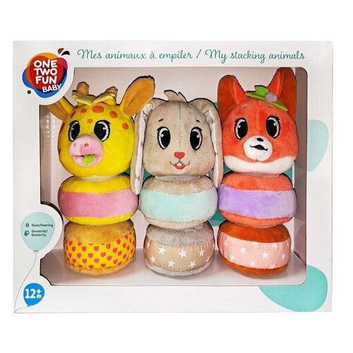 Set 3 animale din plus pentru bebelusi,  iepure, vulpe, girafa, 9 piese, 12 luni+ [2]
