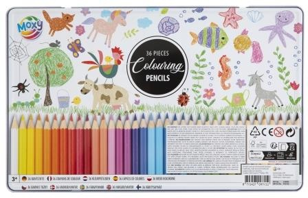 Set 36 creioane colorate in cutie metalica, Moxy [2]