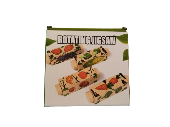 Set 4 Puzzle Rotativ cu cate 3 cuburi, lemn, legume si fructe, Rotating Jigsaw, 12 luni+, EduJucarii [10]