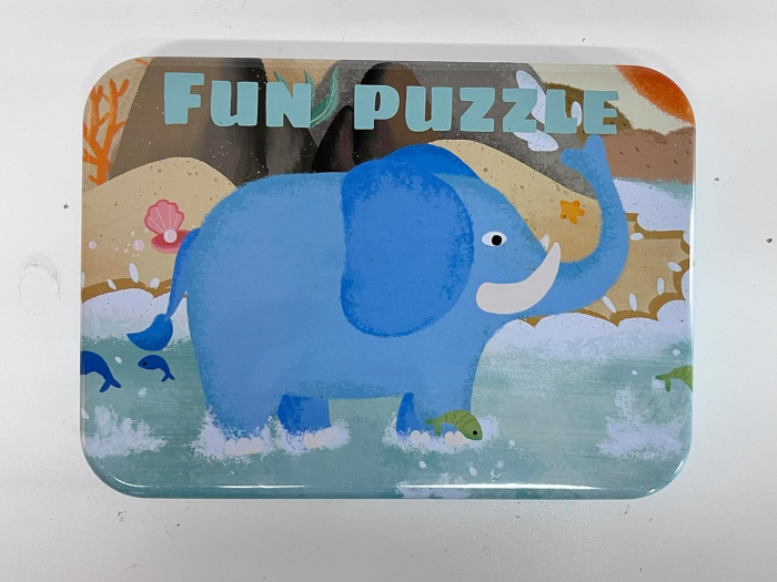 Set 5 Puzzles pentru incepatori, Diferite Nivele de Complexitate, Cutie Metalica, animale salbatice, 3 ani + [8]