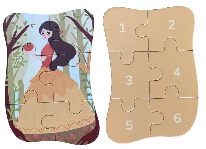 Set 5 Puzzles pentru incepatori, Diferite Nivele de Complexitate, Cutie Metalica, Printese, Zane si Sirene , 3 ani + [6]