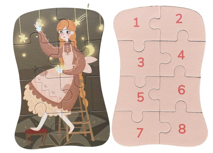 Set 5 Puzzles pentru incepatori, Diferite Nivele de Complexitate, Cutie Metalica, Printese, Zane si Sirene , 3 ani + [4]