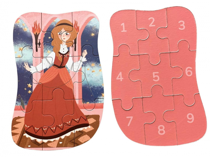 Set 5 Puzzles pentru incepatori, Diferite Nivele de Complexitate, Cutie Metalica, Printese, Zane si Sirene , 3 ani + [7]
