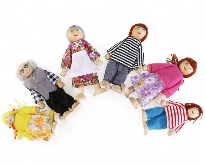 Set 6 papusi pentru casute de papusi, lemn, multicolor,  3 ani+, EduJucarii [5]