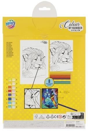 Set creativ, Coloreaza pe numere, A4, 8 creioane, leu, Moxy [2]