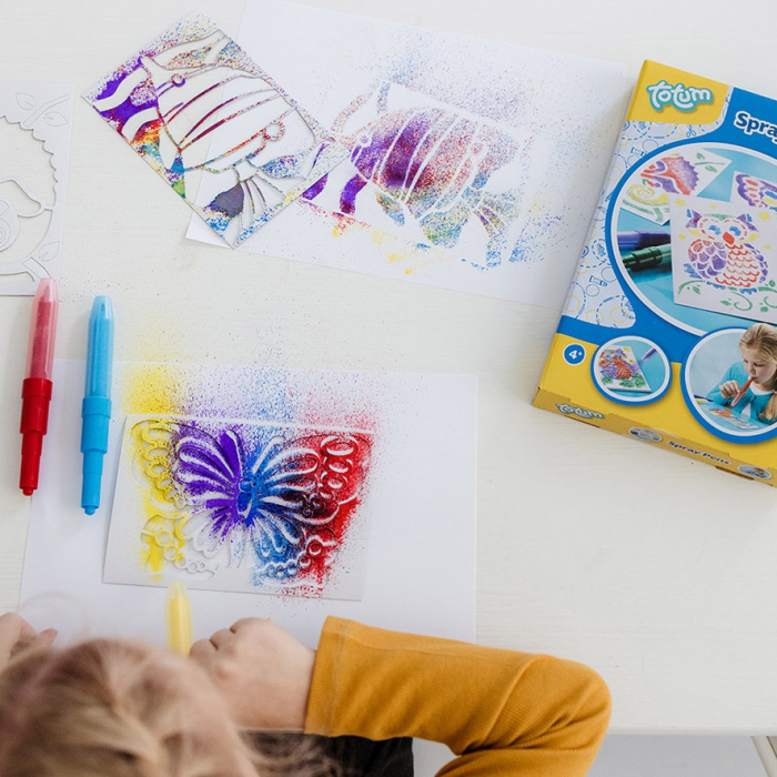 Set creativ de desenat cu sabloane si carioci spray [3]